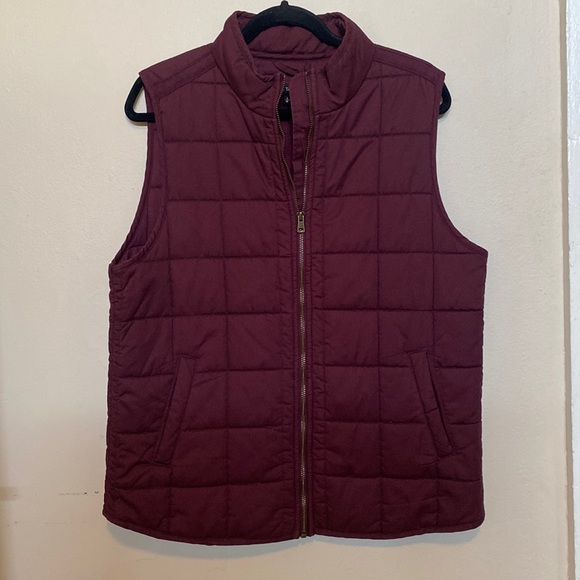Pink Tartan Maroon Quilted Vest - Sz. L - Picture 1 of 2